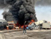 عاجل.. تفحم 11 سيارة أسفل الدائري الأوسطي إثر حادث مروع | صوت مصر نيوز